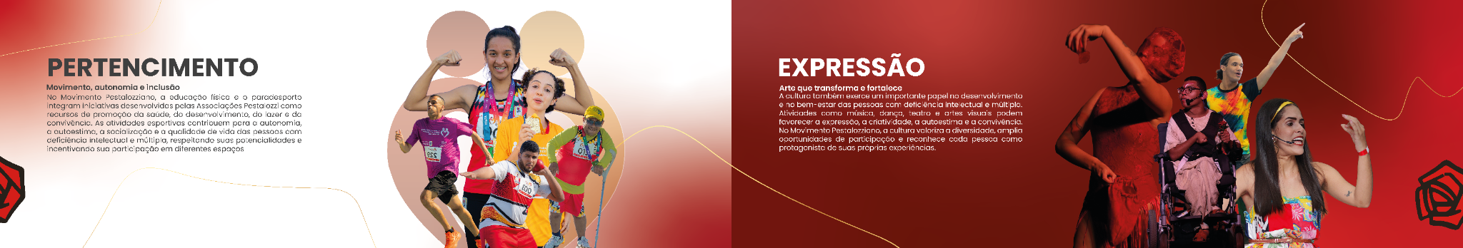 Painel Pertencimento e Expressão, com atividades esportivas, artísticas e culturais.