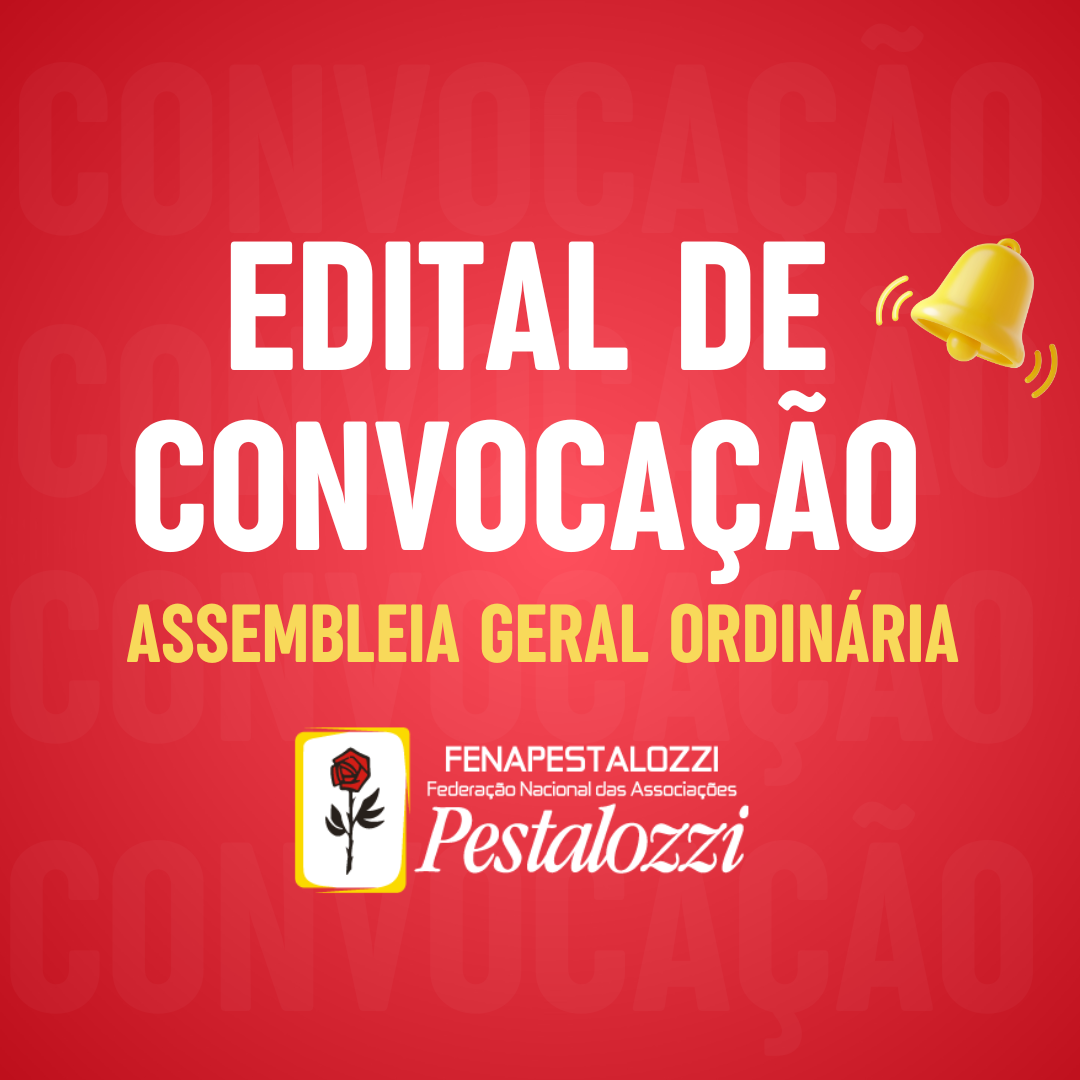 Arte em cor vermelha predominante. Edital de convocação. Assembleia Geral Ordinária.